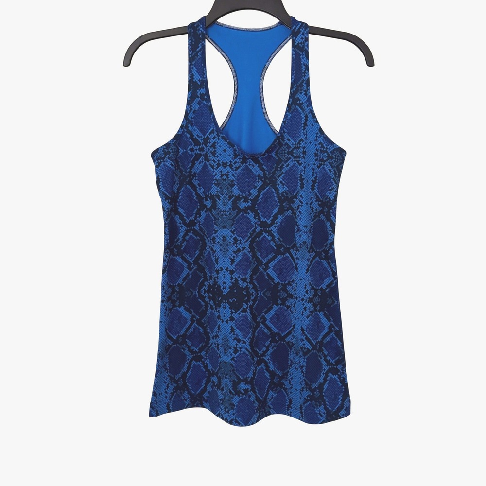 Lululemon Womens 4 Tank Top Racerback Blue Snakeskin Activewear Yoga